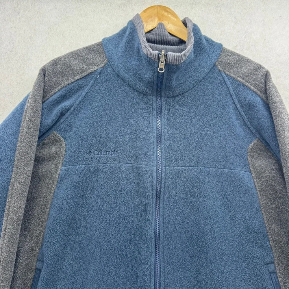 Columbia‎ Mens XL Core Interchange Fleece Jacket Blue Gray Full Zip Outerwear